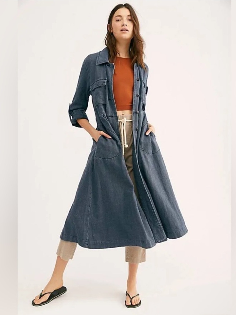Free People Rainz Cuffed Duster Jacket/Dress